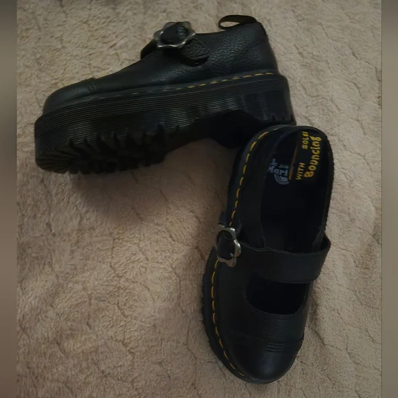 Dr. Martens Black Platforms with Flower Buckle - Size 5 - Picture 5 of 5